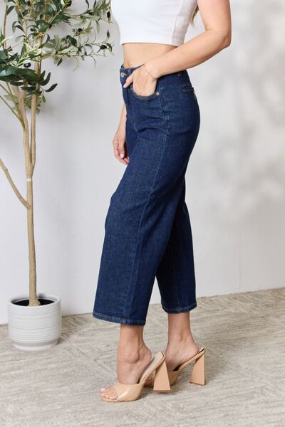 Judy Blue Full Size High Waist Cropped Wide Leg Jeans